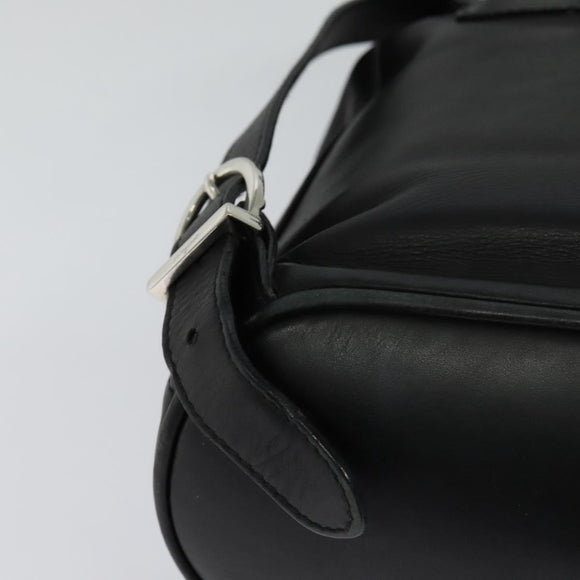 Salvatore Ferragamo Gancini Backpack Leather Black Silver Auth BD1104
