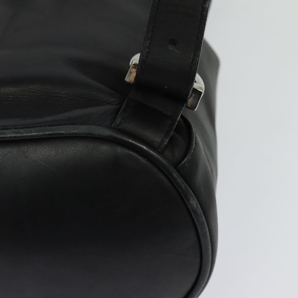 Salvatore Ferragamo Gancini Backpack Leather Black Silver Auth BD1104