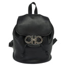 Salvatore Ferragamo Gancini Backpack Leather Black Silver Auth BD1104-13