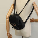 Salvatore Ferragamo Gancini Backpack Leather Black Silver Auth BD1104-21