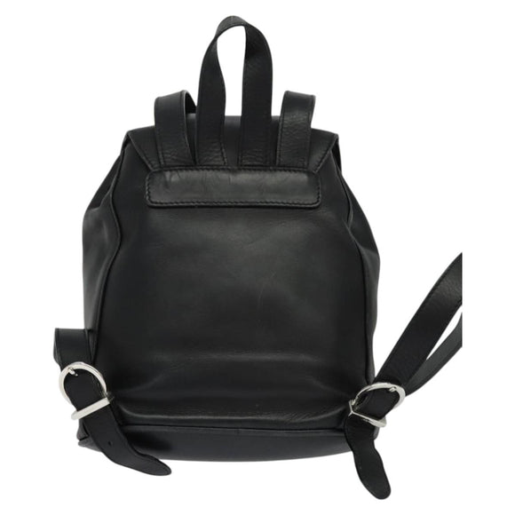 Salvatore Ferragamo Gancini Backpack Leather Black Silver Auth BD1104