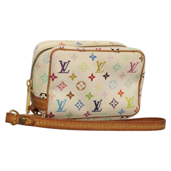 LOUIS VUITTON Monogram Multicolor Trousse Wapity Pouch White M58033 Auth BD1125