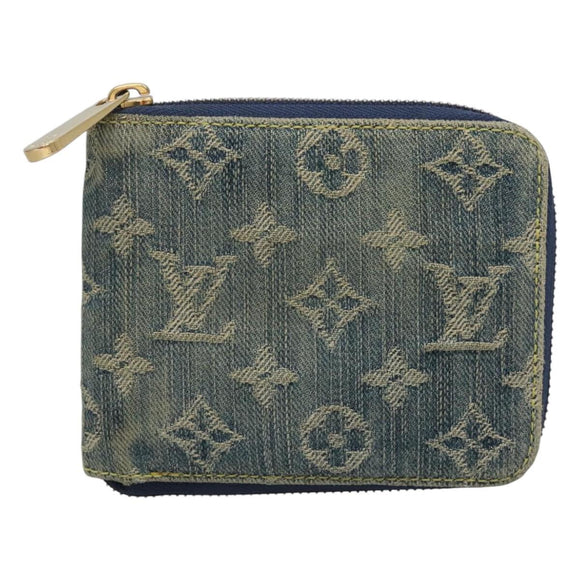 LOUIS VUITTON Monogram Denim Mini Zippy Wallet Wallet Blue M95342 LV Auth BD1131