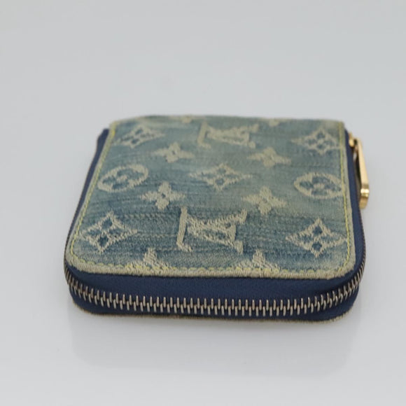 LOUIS VUITTON Monogram Denim Mini Zippy Wallet Wallet Blue M95342 LV Auth BD1131
