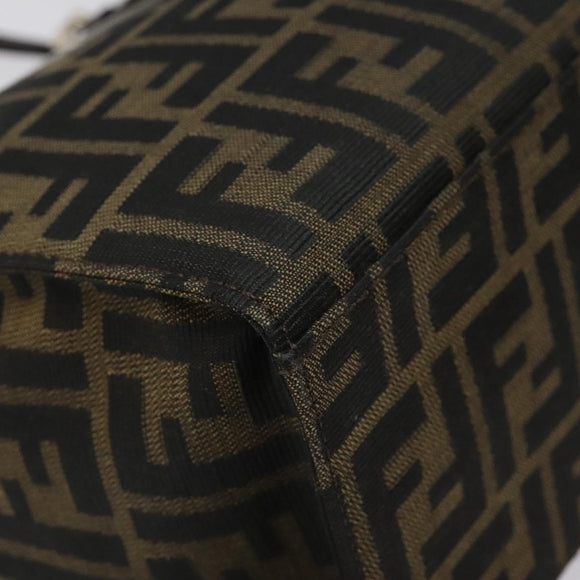 FENDI Zucca Canvas Mamma Baguette Tote Bag Black Brown Silver Auth BD1155