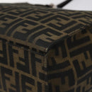 FENDI Zucca Canvas Mamma Baguette Tote Bag Black Brown Silver Auth BD1155-15