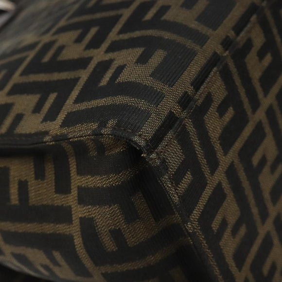 FENDI Zucca Canvas Mamma Baguette Tote Bag Black Brown Silver Auth BD1155