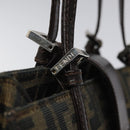 FENDI Zucca Canvas Mamma Baguette Tote Bag Black Brown Silver Auth BD1155-17