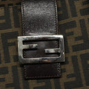 FENDI Zucca Canvas Mamma Baguette Tote Bag Black Brown Silver Auth BD1155-18