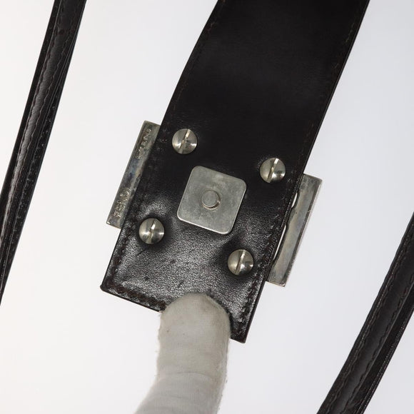 FENDI Zucca Canvas Mamma Baguette Tote Bag Black Brown Silver Auth BD1155