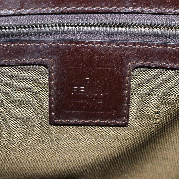 FENDI Zucca Canvas Mamma Baguette Tote Bag Black Brown Silver Auth BD1155