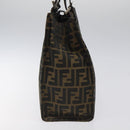 FENDI Zucca Canvas Mamma Baguette Tote Bag Black Brown Silver Auth BD1155-3