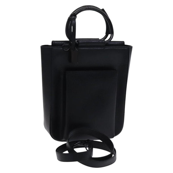 GUCCI Hand Bag Leather 2way Black Auth BD1169