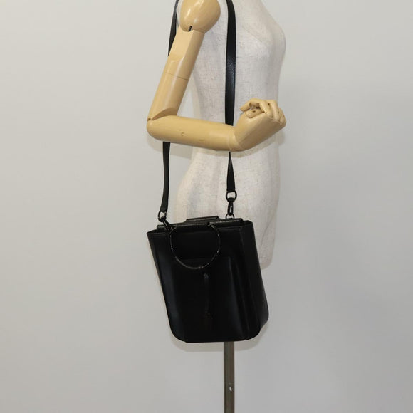 GUCCI Hand Bag Leather 2way Black Auth BD1169