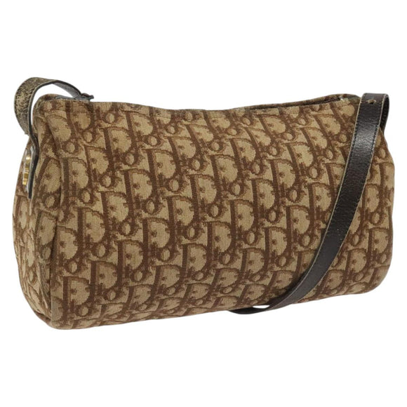 Christian Dior Trotter Canvas Shoulder Bag Brown Auth BD117