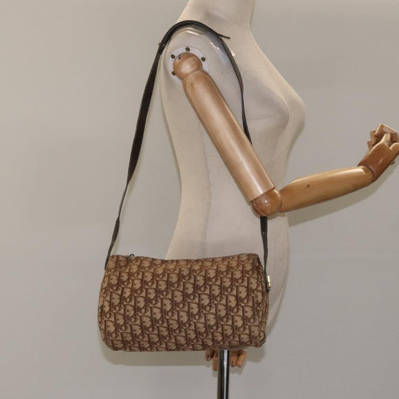 Christian Dior Trotter Canvas Shoulder Bag Brown Auth BD117