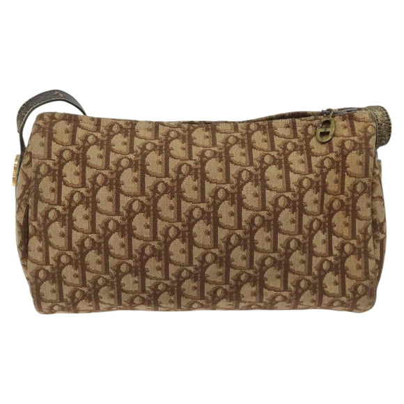 Christian Dior Trotter Canvas Shoulder Bag Brown Auth BD117