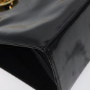 Salvatore Ferragamo Gancini Chain Shoulder Bag Enamel Black Gold Auth BD1170-14