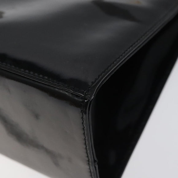 Salvatore Ferragamo Gancini Chain Shoulder Bag Enamel Black Gold Auth BD1170