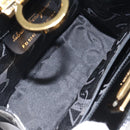 Salvatore Ferragamo Gancini Chain Shoulder Bag Enamel Black Gold Auth BD1170-11