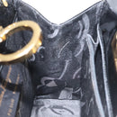 Salvatore Ferragamo Gancini Chain Shoulder Bag Enamel Black Gold Auth BD1170-17