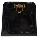 Salvatore Ferragamo Gancini Chain Shoulder Bag Enamel Black Gold Auth BD1170-13