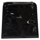 Salvatore Ferragamo Gancini Chain Shoulder Bag Enamel Black Gold Auth BD1170-3