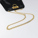Salvatore Ferragamo Gancini Chain Shoulder Bag Enamel Black Gold Auth BD1170-7