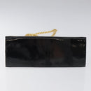 Salvatore Ferragamo Gancini Chain Shoulder Bag Enamel Black Gold Auth BD1170-5