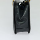Salvatore Ferragamo Gancini Hand Bag Leather 2way Navy Gold Auth BD1171-3