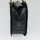 Salvatore Ferragamo Gancini Hand Bag Leather 2way Navy Gold Auth BD1171-4