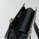 Salvatore Ferragamo Gancini Hand Bag Leather 2way Navy Gold Auth BD1171-6