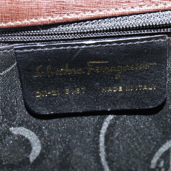 Salvatore Ferragamo Hand Bag Leather 2way Brown Gold Auth BD1172