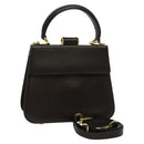 Salvatore Ferragamo Hand Bag Leather 2way Brown Gold Auth BD1172-1