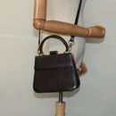 Salvatore Ferragamo Hand Bag Leather 2way Brown Gold Auth BD1172-20