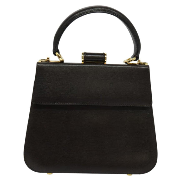 Salvatore Ferragamo Hand Bag Leather 2way Brown Gold Auth BD1172