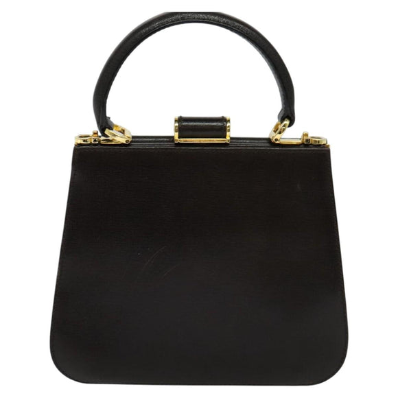 Salvatore Ferragamo Hand Bag Leather 2way Brown Gold Auth BD1172
