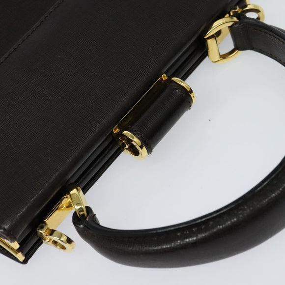 Salvatore Ferragamo Hand Bag Leather 2way Brown Gold Auth BD1172