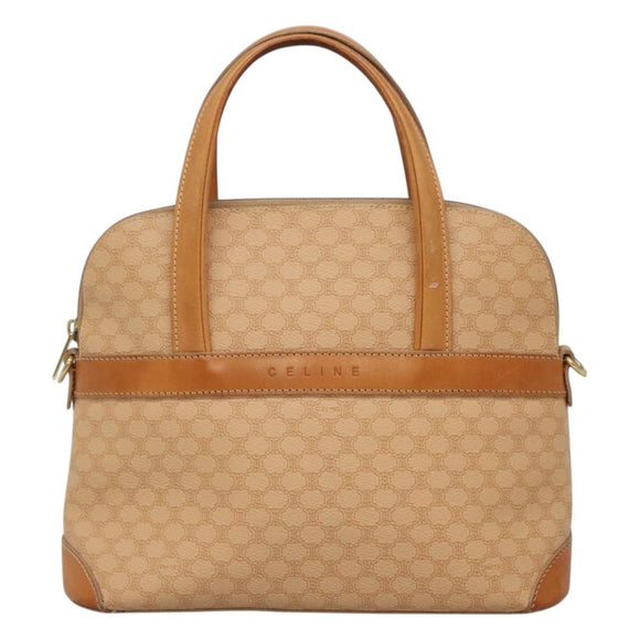 CELINE Macadam Canvas Hand Bag PVC 2ay Beige Gold Auth BD1173