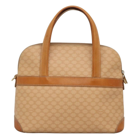 CELINE Macadam Canvas Hand Bag PVC 2ay Beige Gold Auth BD1173
