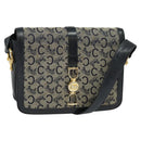 CELINE C Sulky Shoulder Bag Canvas Navy Gold Auth BD1174-1