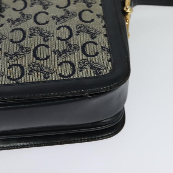 CELINE C Sulky Shoulder Bag Canvas Navy Gold Auth BD1174