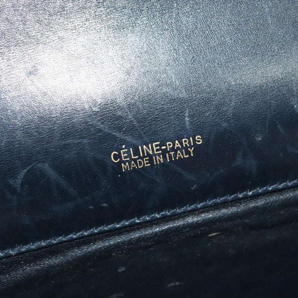 CELINE C Sulky Shoulder Bag Canvas Navy Gold Auth BD1174