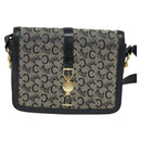 CELINE C Sulky Shoulder Bag Canvas Navy Gold Auth BD1174-2