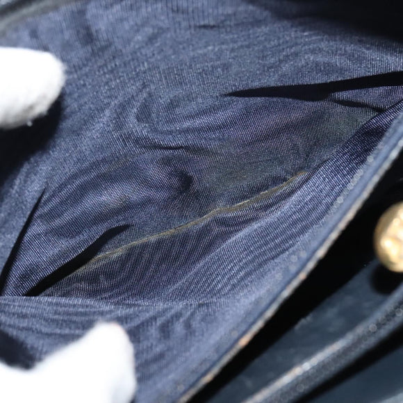 CELINE C Sulky Shoulder Bag Canvas Navy Gold Auth BD1174