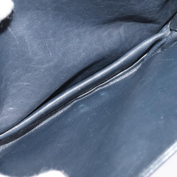 CELINE C Sulky Shoulder Bag Canvas Navy Gold Auth BD1174