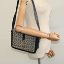 CELINE C Sulky Shoulder Bag Canvas Navy Gold Auth BD1174-24
