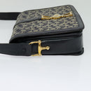 CELINE C Sulky Shoulder Bag Canvas Navy Gold Auth BD1174-3