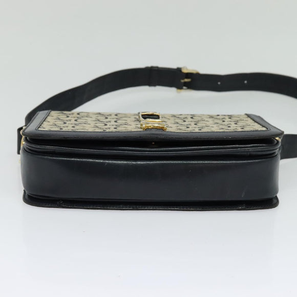 CELINE C Sulky Shoulder Bag Canvas Navy Gold Auth BD1174