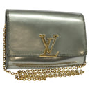 LOUIS VUITTON Vernis Pochette Louise PM Clutch Bag Silver LV Auth BD1178-1